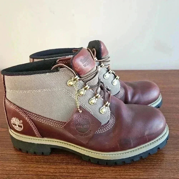 Timberland Burgundy and Tan Hiking Boots SIZE 7 M - Picture 5 of 11